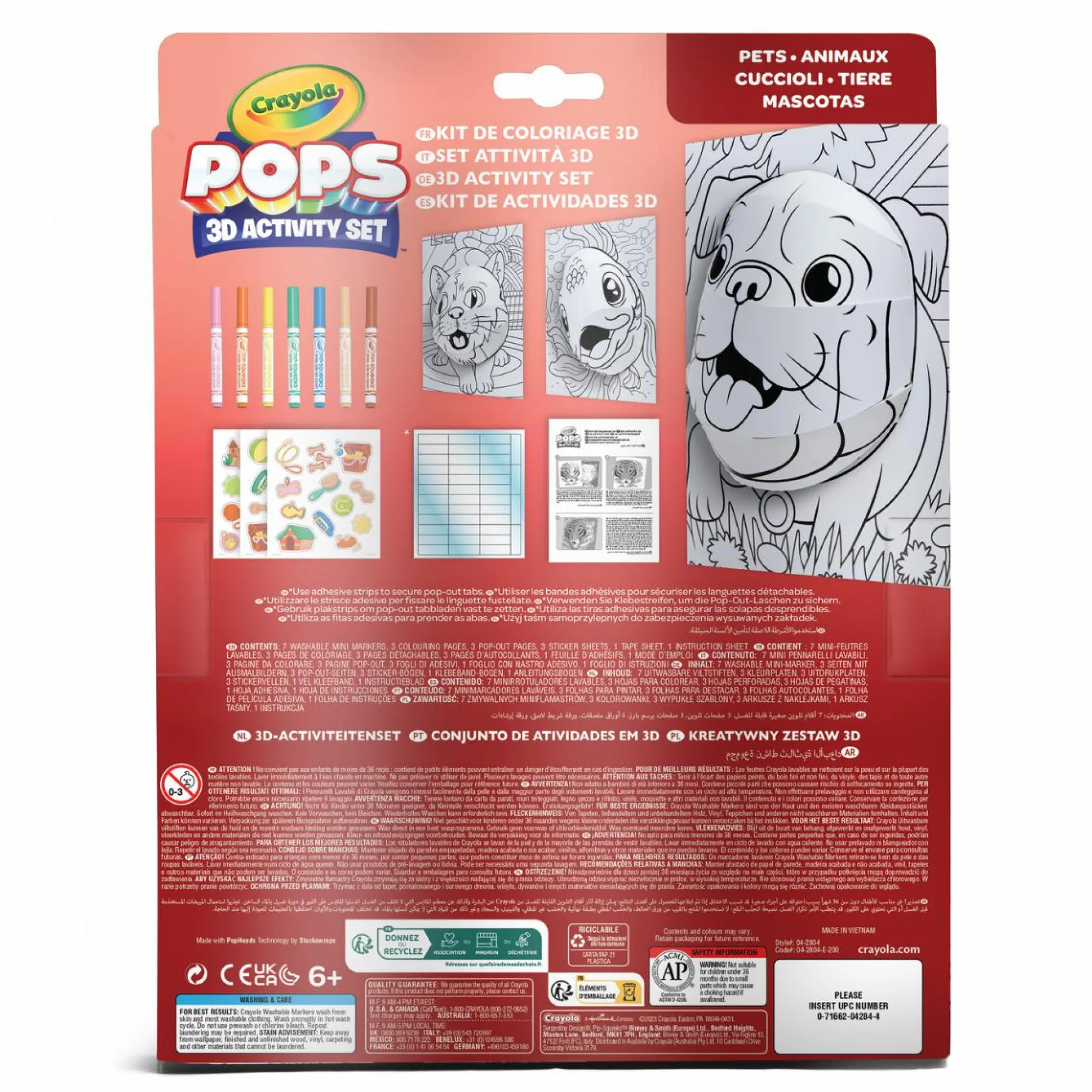 CRAYOLA pops 3d activity set cuccioli – 3 soggetti – colora e crea disegni tridimensionali> Kit Artistici E Pittura