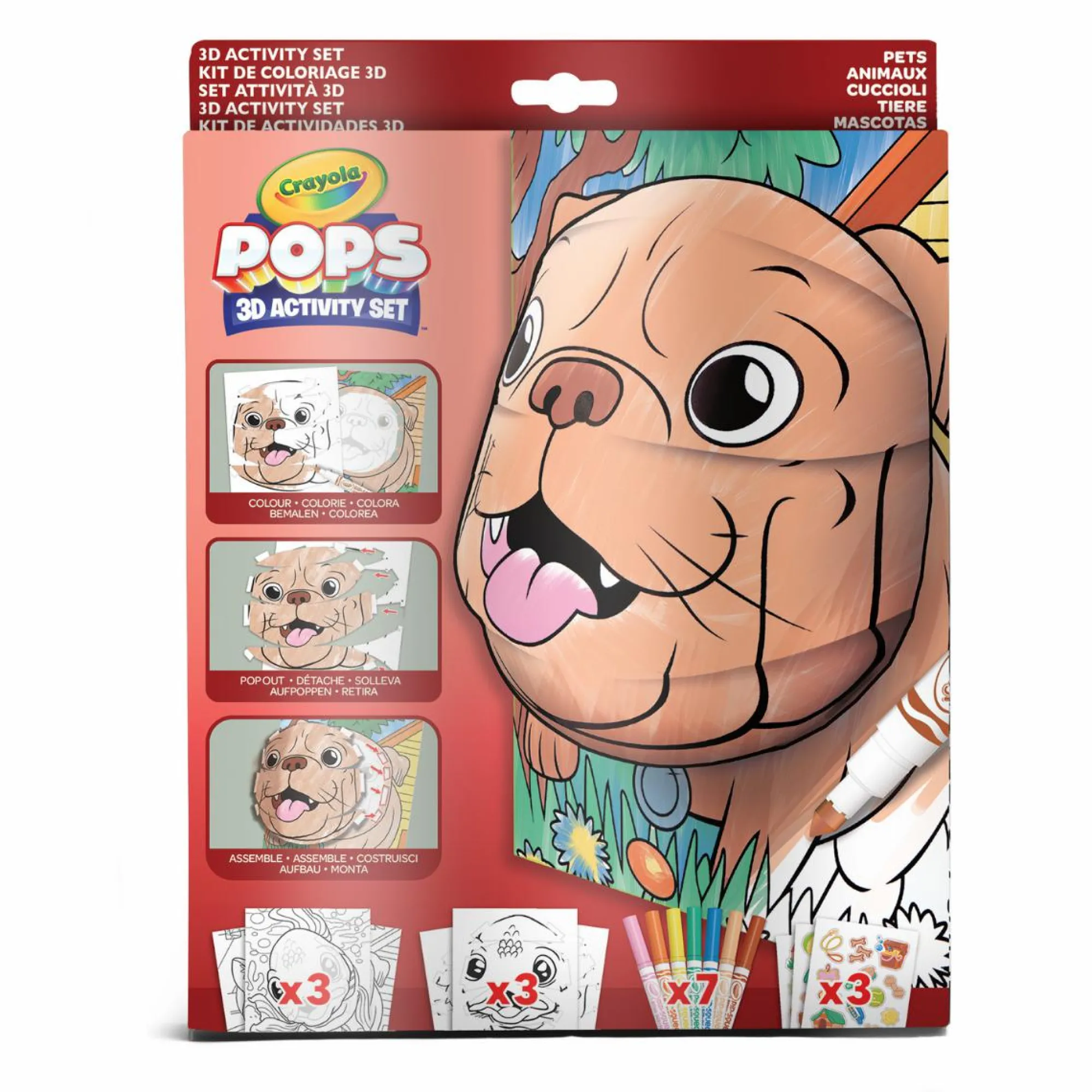 CRAYOLA pops 3d activity set cuccioli – 3 soggetti – colora e crea disegni tridimensionali> Kit Artistici E Pittura