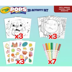 CRAYOLA pops 3d activity set cuccioli – 3 soggetti – colora e crea disegni tridimensionali><noscript><img width=