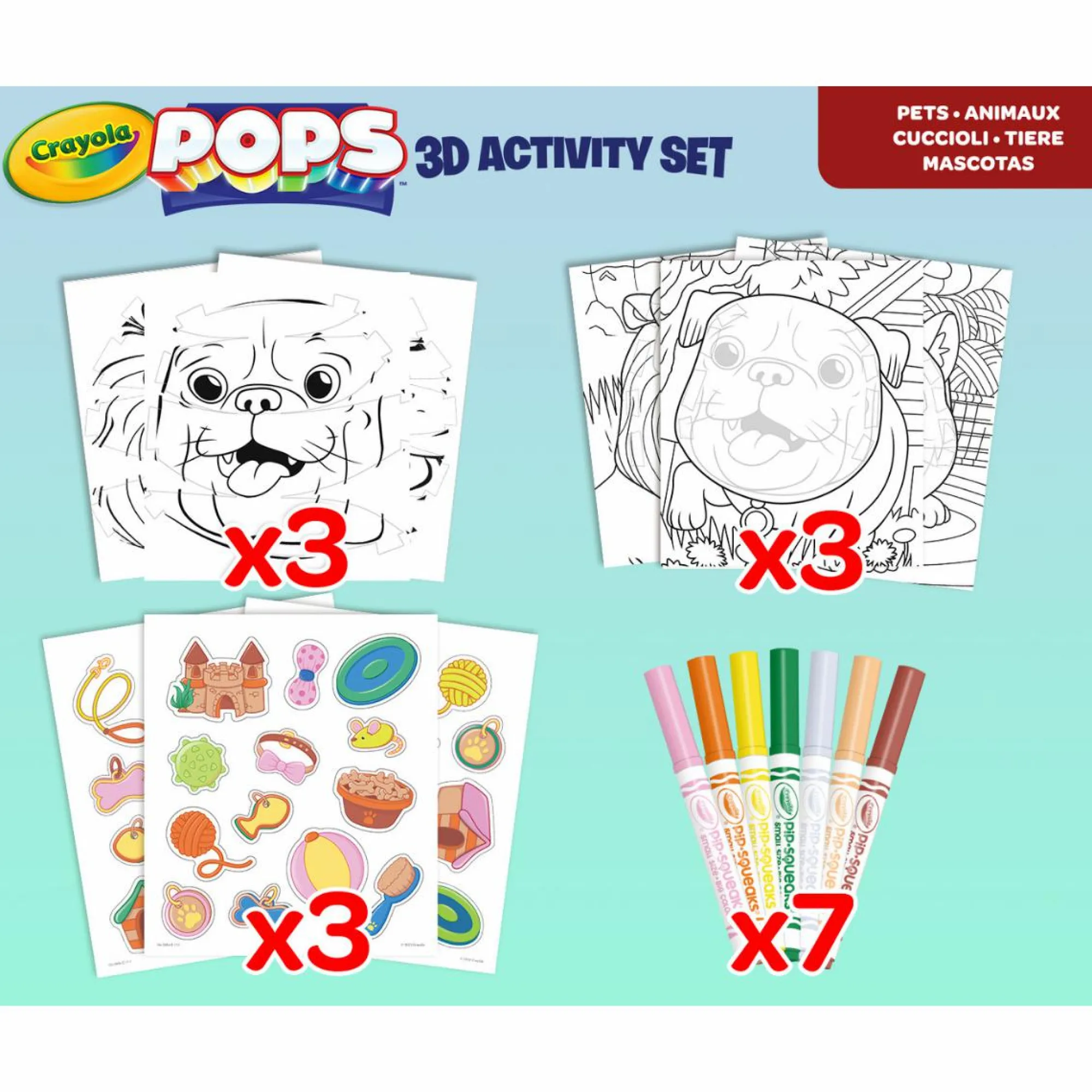 CRAYOLA pops 3d activity set cuccioli – 3 soggetti – colora e crea disegni tridimensionali> Kit Artistici E Pittura