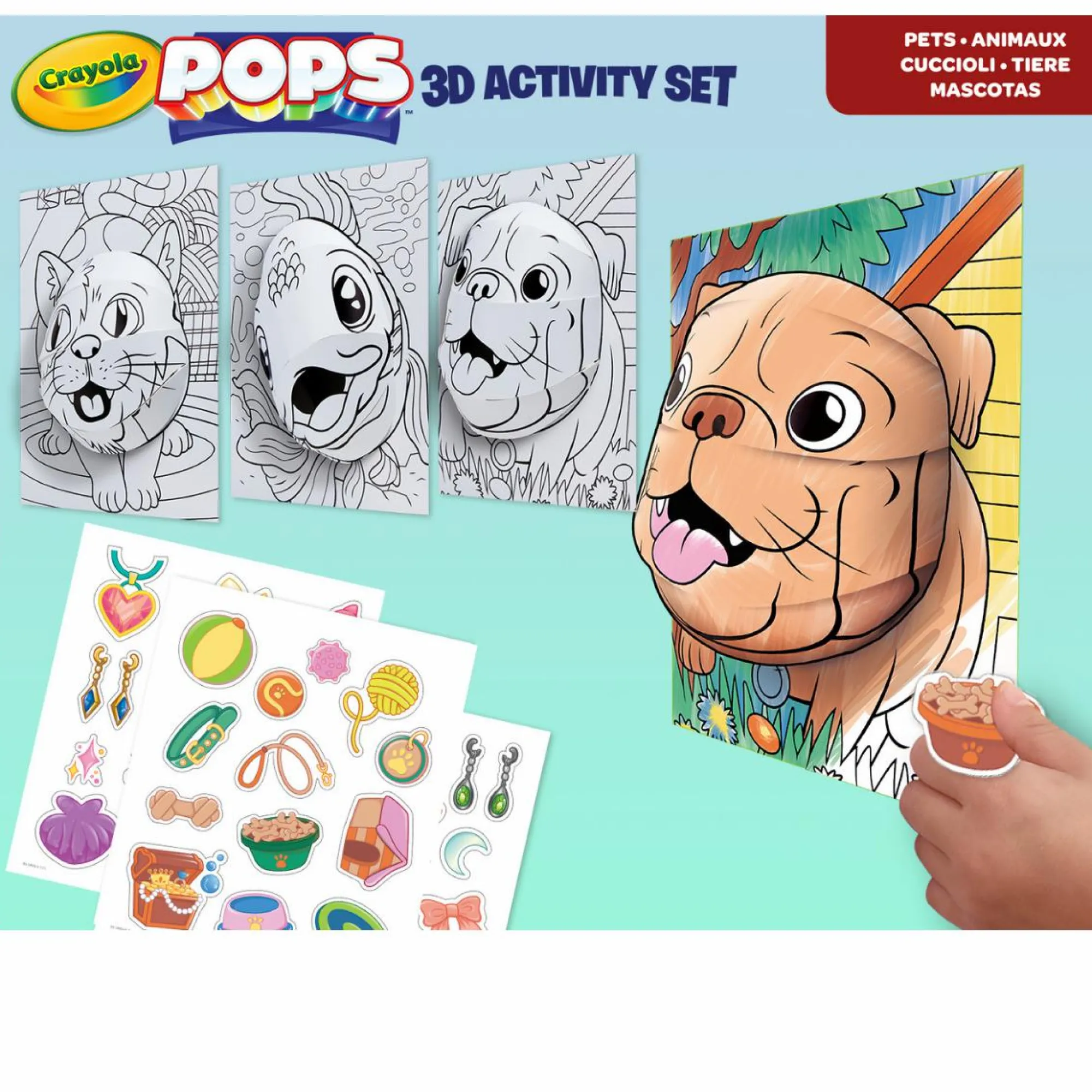 CRAYOLA pops 3d activity set cuccioli – 3 soggetti – colora e crea disegni tridimensionali> Kit Artistici E Pittura