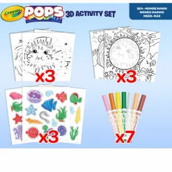 CRAYOLA pops 3d activity set delfino e mondo marino – colora e crea disegni tridimensionali><noscript><img width=