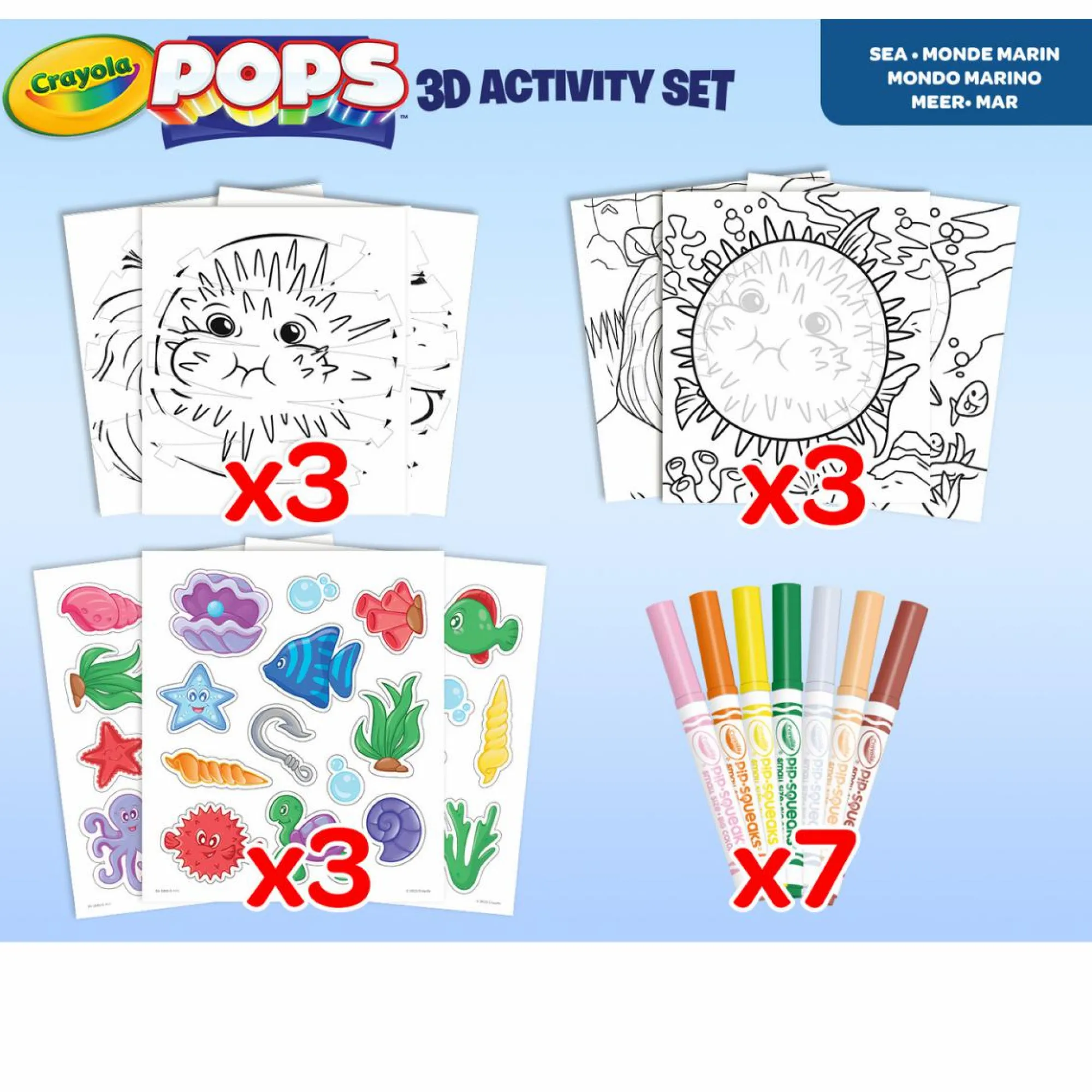 CRAYOLA pops 3d activity set delfino e mondo marino – colora e crea disegni tridimensionali> Kit Artistici E Pittura