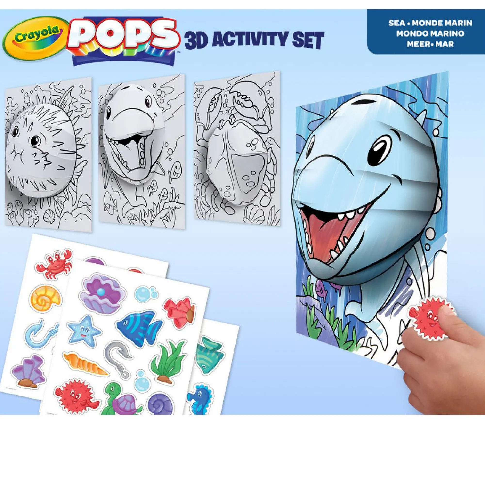 CRAYOLA pops 3d activity set delfino e mondo marino – colora e crea disegni tridimensionali> Kit Artistici E Pittura