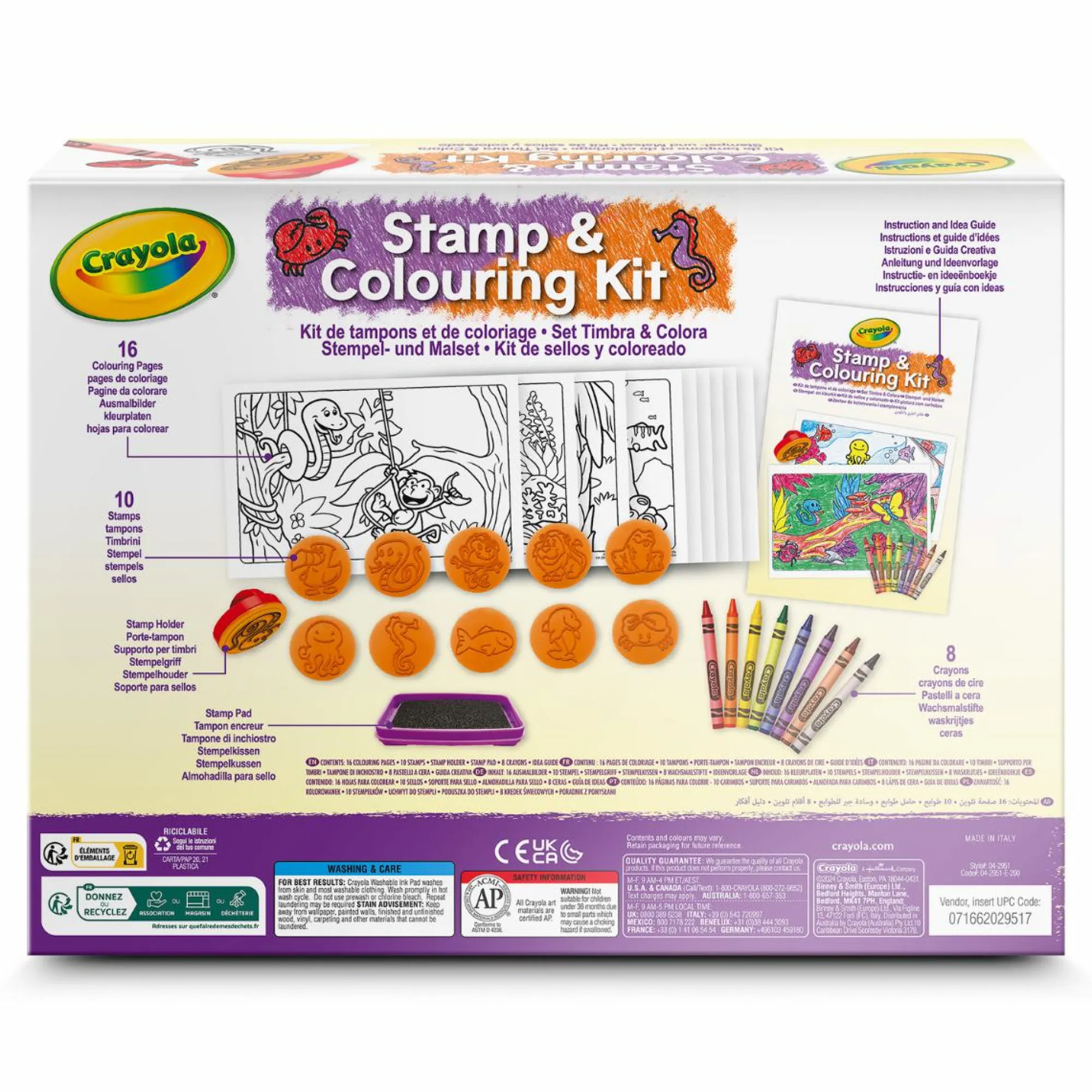CRAYOLA set timbra & colora – con stampini e pastelli a cera, tema animali> Kit Artistici E Pittura