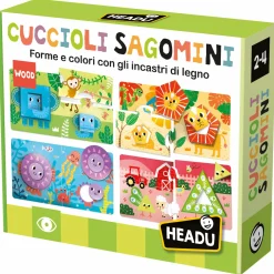 HEADU Cuccioli sagomini. forme e colori con gli incastri di legno. teacher tested. 2-4 anni> Primi Apprendimenti