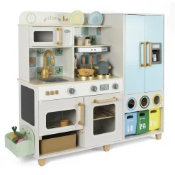 WOOD 'N' PLAY Cucina in legno completa con lavello, forno e frigorifero – impara e divertiti con wood “n” play><noscript><img width=