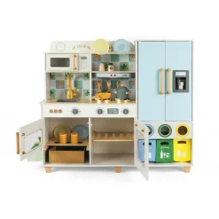 WOOD 'N' PLAY Cucina in legno completa con lavello, forno e frigorifero – impara e divertiti con wood “n” play><noscript><img width=