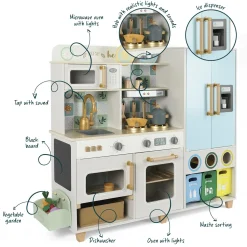 WOOD 'N' PLAY Cucina in legno completa con lavello, forno e frigorifero – impara e divertiti con wood “n” play><noscript><img width=