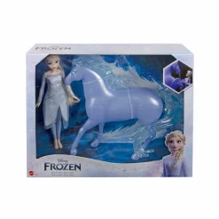 Disney frozen – elsa e nook, set con bambola con abito azzurro e creatura acquatica a forma di cavallo, ispirati al film frozen 2, 3+ anni, hlw58><noscript><img width=