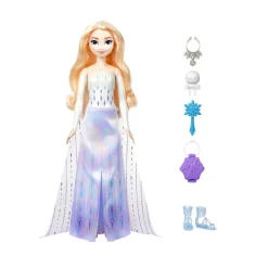 Disney frozen – elsa spin & reveal, set con bambola e 11 sorprese da scoprire, 5 accessori e 5 adesivi inclusi><noscript><img width=