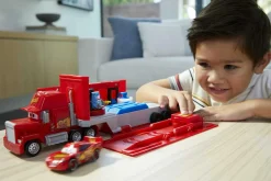 Cars Disney pixar – mack trasformabile playset, giocattolo 2 in 1 con camion e officina per la messa a punto, con lanciatore, ponte , giocattolo per bambini 3+ anni> Macchinine Bambini