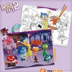 Disney puzzle double face inside out 2 – maxi floor 60 pezzi, 70×50 cm – scena da colorare inclusa> Puzzle Per Bambini