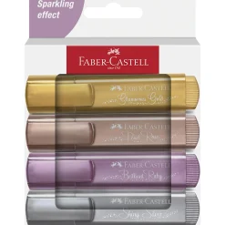 FABER-CASTELL Evidenziatori tl 46 metallic bustina 4pz: glamorous gold –  shiny silver –  pearl rose –  brilliant ruby> Cancelleria E Accessori