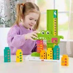 FISHER-PRICE – coccodrillo conta e somma, set educativo con 10 blocchi impilabili> Giochi Impilabili