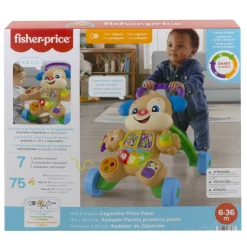 FISHER-PRICE ridi & impara cagnolino primi passi – edizione multilingue, giocattolo musicale per camminare; per neonati e bambini piccoli da 6 a 36 mesi><noscript><img width=