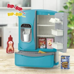 FUNNY HOME Frigorifero americano realistico con suoni e luci – 9 accessori inclusi – gioco di ruolo per bambini –><noscript><img width=
