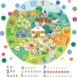 HEADU Giant round puzzle numbers.gioca e conta nella fattoria!made in italy> Puzzle Per Bambini