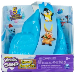 KINETIC SAND Giocattolo sorpresa nella neve, 128 g di sabbia da gioco bianca, personaggio con stampo per sabbia, contenitore per sabbia, giocattoli sensoriali per bambini dai 5 anni in su> Mosaici, Sabbia, Glitter