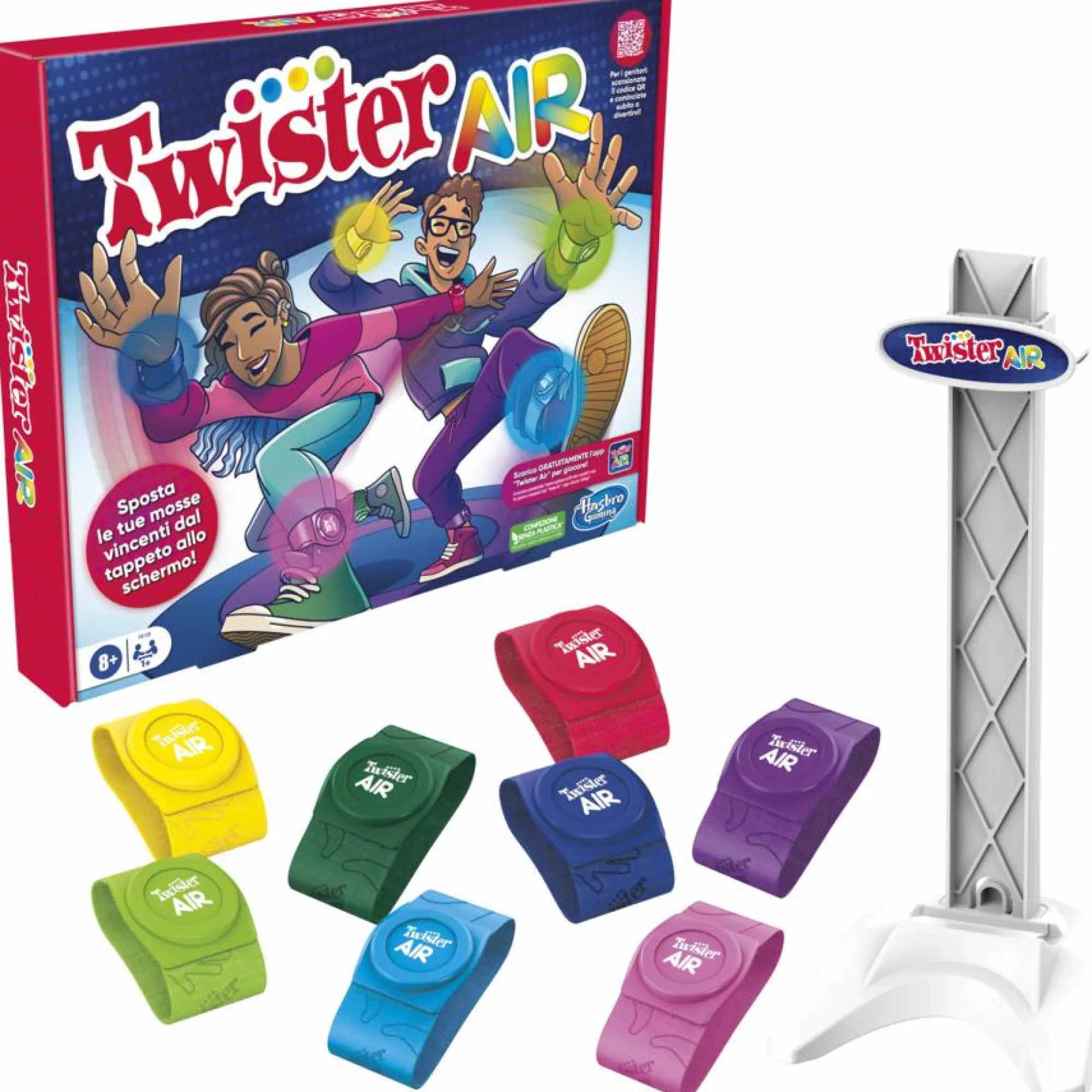 HASBRO GAMING Gioco twister air, gioco twister con app per realtà aumentata, si collega a dispositivi smart, giochi attivi per feste, dagli 8 anni in su> Giochi In Scatola Per Famiglia