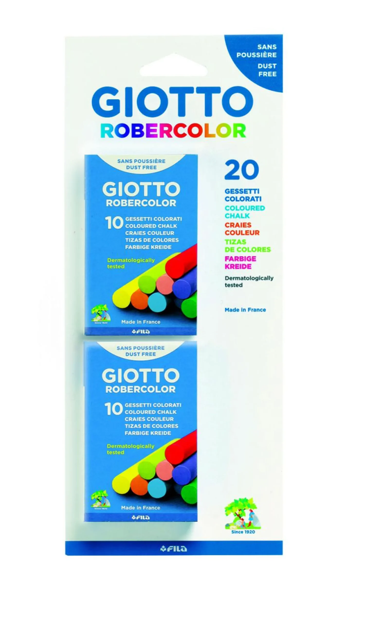 GIOTTO gessetti tondi colorati – astuccio con doppia confezione ( 2 x 10 pz)> Cancelleria E Accessori