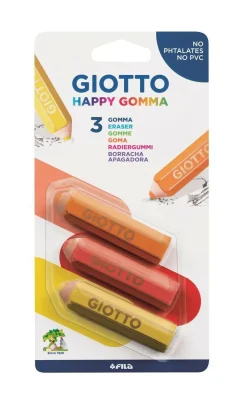 GIOTTO happy gomma – confezione 3 gomme a forma di matita> Cancelleria E Accessori