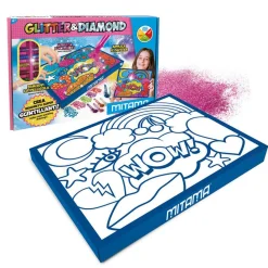 MITAMA Glitter & diamond artist , quadretto adesivo a4 c/pol. glitter + gemme><noscript><img width=