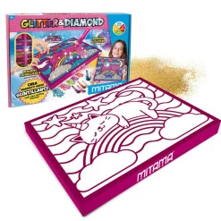 MITAMA Glitter & diamond artist , quadretto adesivo a4 c/pol. glitter + gemme><noscript><img width=