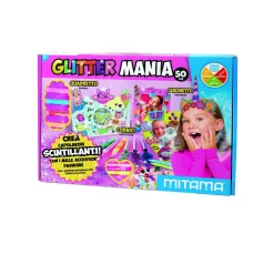 MITAMA Glitter mania 50 pezzi, contenuto : 6 pennarelli glitter, 10 tubetti glitter, 4 colle glitter, 2 colle liquide, 1 quadretto, 1 cornice, 1 cerchietto unicorno, 20 bustine con accessori glitter, 4 ganci cornice,> Cancelleria E Accessori