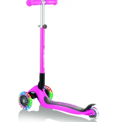 GLOBBER primo foldable lights: monopattino 3 ruote rosa neon – per bambini 3-7 anni> Monopattini