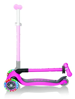 GLOBBER primo foldable lights: monopattino 3 ruote rosa neon – per bambini 3-7 anni><noscript><img width=