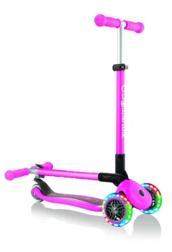 GLOBBER primo foldable lights: monopattino 3 ruote rosa neon – per bambini 3-7 anni><noscript><img width=