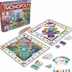 HASBRO GAMING – monopoly junior 2 giochi in 1, gioco da tavolo, tabellone fronte-retro> Giochi Di Società Per Bambini