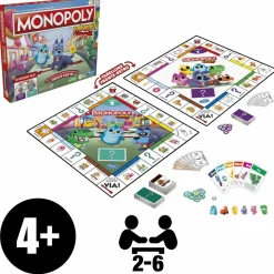 HASBRO GAMING – monopoly junior 2 giochi in 1, gioco da tavolo, tabellone fronte-retro><noscript><img width=