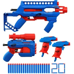 NERF Hasbro alpha strike, infantry pack, contiene 4 blaster, 20 dardi originali elite, semplici da caricare, armare e lanciare><noscript><img width=