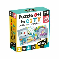 HEADU – puzzle 8+1 city – grandi pezzi double-face> Puzzle Per Bambini