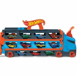 Hot Wheels 2in1 camion trasportatore e pista con 3 macchinine, 4+anni><noscript><img width=