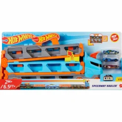 Hot Wheels 2in1 camion trasportatore e pista con 3 macchinine, 4+anni><noscript><img width=