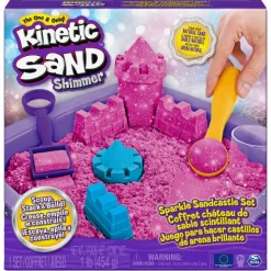KINETIC SAND – castello di sabbia glitterata rosa, 5 formine e accessori> Mosaici, Sabbia, Glitter