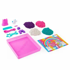 KINETIC SAND , set di gioco regno degli unicorni con vera sabbia e 8 attrezzi> Mosaici, Sabbia, Glitter