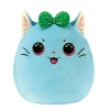 TY Kirra il gattino azzurro – morbido cuscino di peluche con fiocchetto verde – 22 cm> Peluche Tradizionali
