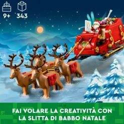 Lego 40499 slitta di babbo natale giocattolo, giochi creativi per bambini 9+ con minifigure e renne, idea regalo natalizia> Mattoncini