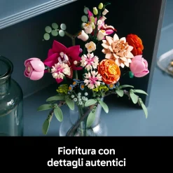 LEGO ICONS Lego botanicals 10342 bouquet di fiori rosa, kit modellismo adulti, decorazioni casa con piante finte, idea regalo donna o uomo><noscript><img width=