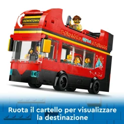 Lego city 60407 autobus turistico rosso a due piani, giochi per bambini 7+ con veicolo giocattolo e 5 minifigure, idea regalo> Mattoncini