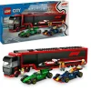 LEGO CITY 60445 autotrasportatore f1 con monoposto rb20 e amr24 f1 – camion giocattolo con 2 modelli di auto e 5 minifigure> Mattoncini