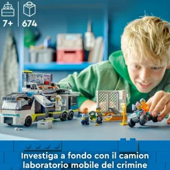Lego city 60418 camion laboratorio mobile della polizia, giocattolo per bambini di 7+ anni con quad bike e 5 minifigure> Mattoncini