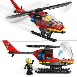 Lego city 60411 elicottero dei pompieri, veicolo giocattolo con 2 elementi lancia-acqua e minifigure, giochi per bambini 5+> Mattoncini