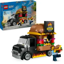 Lego city 60404 furgone degli hamburger giocattolo, veicolo per bambini 5+ anni, camion food truck con accessori e 2 minifigure> Mattoncini