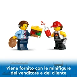 Lego city 60404 furgone degli hamburger giocattolo, veicolo per bambini 5+ anni, camion food truck con accessori e 2 minifigure><noscript><img width=