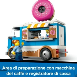 LEGO CITY 60452 furgone delle ciambelle giocattolo con 2 minifigure, giochi bambini 5+, veicolo con stand gastronomico mobile><noscript><img width=